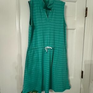 T by Talbots Ladies Drawstring Knit Dress Size Medium, beautiful green striped